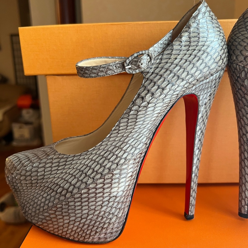 Christian Louboutin Gray Snakeskin Heels